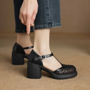 Faf8E781-E423-49D4-A2A0-55Bd4Efa2B2E.jpg Round Head Thick Bottom Chunky Heel T-Strap High Heels