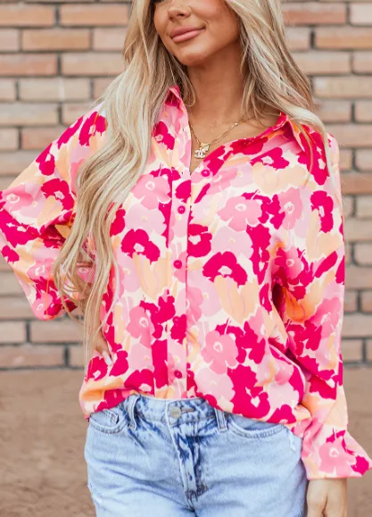 Floral Print Puff Sleeve Shirt