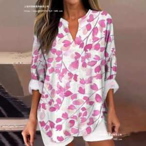 Women'S 3D Digital Printing Fashion Round Neck Loose Shirt