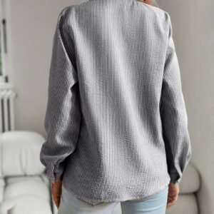 Striped Long Sleeve Shirt Fashion Ruffle Design Button Up Tops Casual Office Blouse Elegant Commuting Women'S Clothing