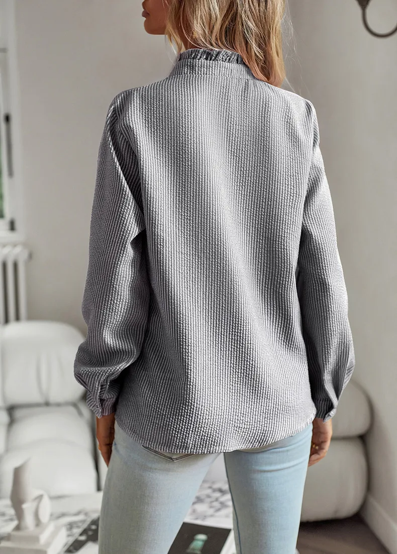 Elegant Striped Long Sleeve Blouse For Modern Everyday Style