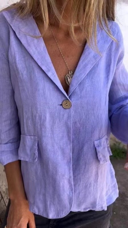 Fdb2C3Aa-A42F-4Bcb-B2D3-1Bb189Ee3984.Jpg Women'S Elegant Fashion Loose Solid Color Buttons Cotton And Linen Suit Jacket