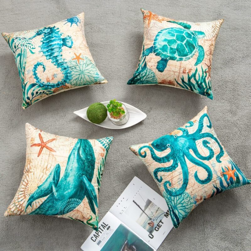 Fe01A60D-520B-498F-Bffa-F99603132C28.Jpg Cushion Covers Sea Turtle Printed Throw Pillow Cases For Home Decor Sofa Chair Seat
