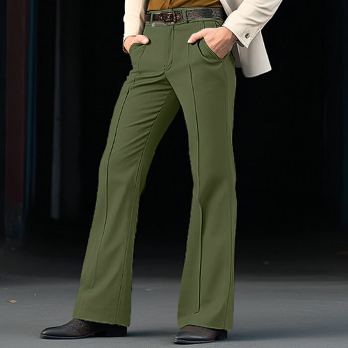 Men's Formal Wear Twill Stretch Slim Solid Color Bell-bottom Pants - Image 9