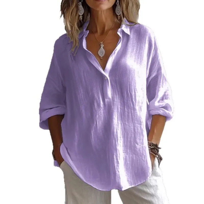 Women’s Loose Lapel Pullover Shirt